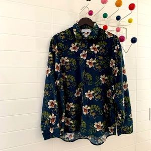 Red Sky Floral Corduroy Button-Down Shirt